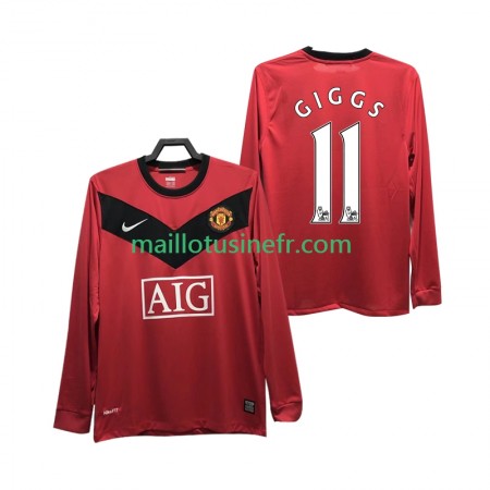 Maillot de Foot Manchester United GIGGS 11 2009 2010 Domicile Retro Manches Longues